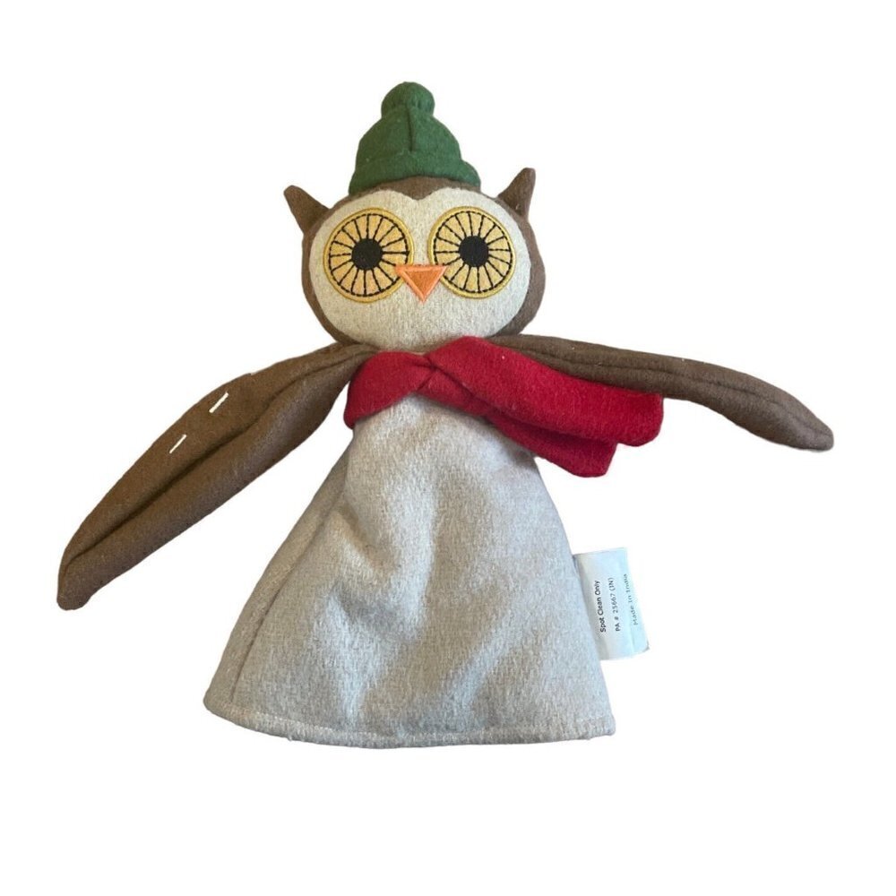 The Land Of Nod Puppet Show Puppets owl plush hand puppet scarf